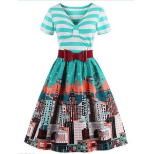 TURQUOISE STRIPE NYC DRESS